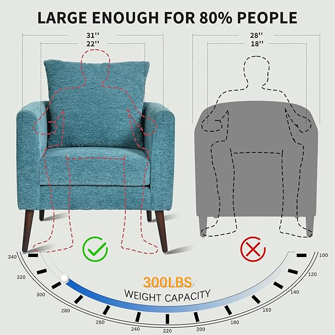 Barrel Accent Chair Set of 2 with Back Pillow, Large Upholstered Armchair with Solid Wood Legs Modern Reading Chairs for Living Room Bedroom-Ruum Studio Home
