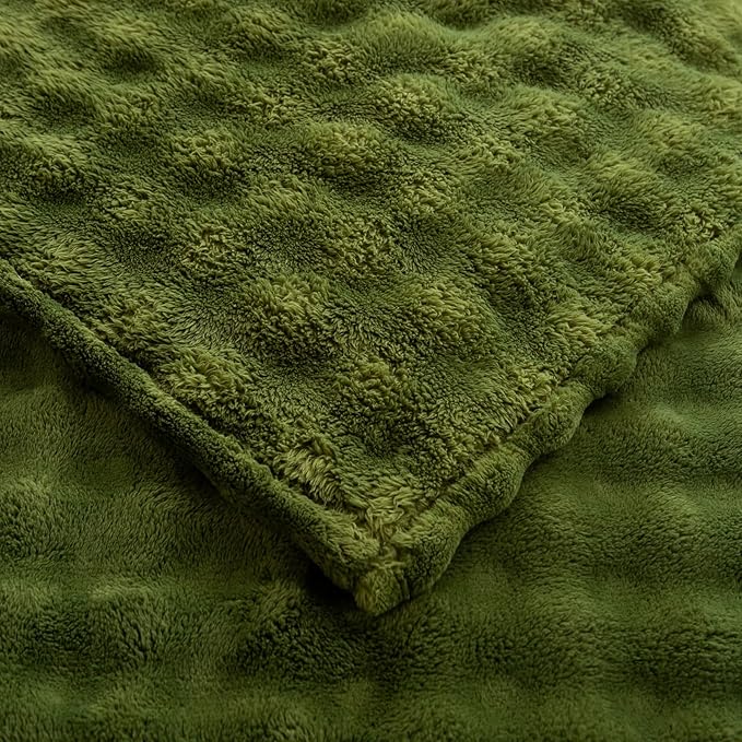 YUSOKI Luxury 3D Bubble Throw Blanket 5lb,All Ages,Home Decoration, (Olive Green,90 * 90inches)-Ruum Studio Home