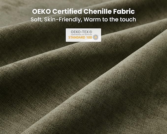 Oversized Modular Sofa, Extra Deep Cloud Chenille Sectional Couch with Ottoman Chaise, Fluffy Chenille 2 Seater Sofa Bed for Living Room, Villa (Loveseat Sofa, Chenille Green)-Ruum Studio Home