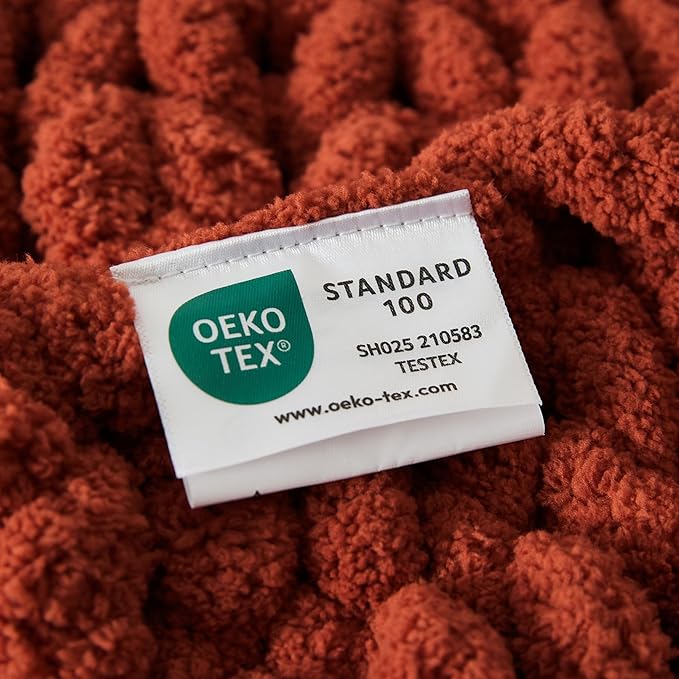 WESHIONGOO Chunky Knit Blanket Throw Knitted Throw Blankets for Couch Bed Fluffy Soft Blanket with Jumbo Chenille Yarn Thick 100% Handmade(Rust, 50"×60")-Ruum Studio Home