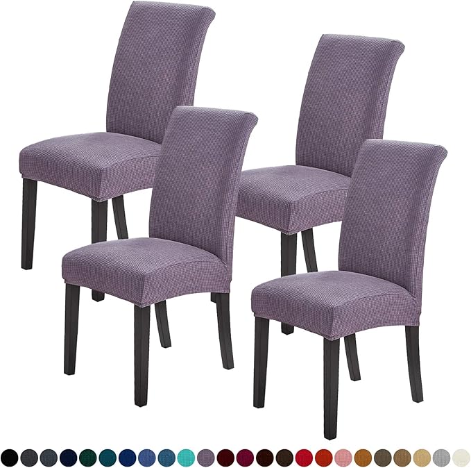 Joccun Chair Covers for Dining Room Set of 4,Dining Chair Slipcovers Stretch Dining Room Chair Covers Seat Protector,Washable Parsons Chair Cover for Home,Hotel(Grapeade,4 Pack)-Ruum Studio Home