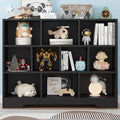 Book Shelf, 10 Cubes Storage Organizer, Freestanding Black Bookshelf Cube Shelf for Bedroom, Living Room, 3-Tier Open Bookshelf Wooden Bookcase-Ruum Studio Home