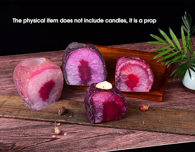 AMOYSTONE Dual-Purpose Agate Stone, 1-1.5lb Plant Terrarium & Candle Holder Base, for Boho Home Office Accent-Ruum Studio Home