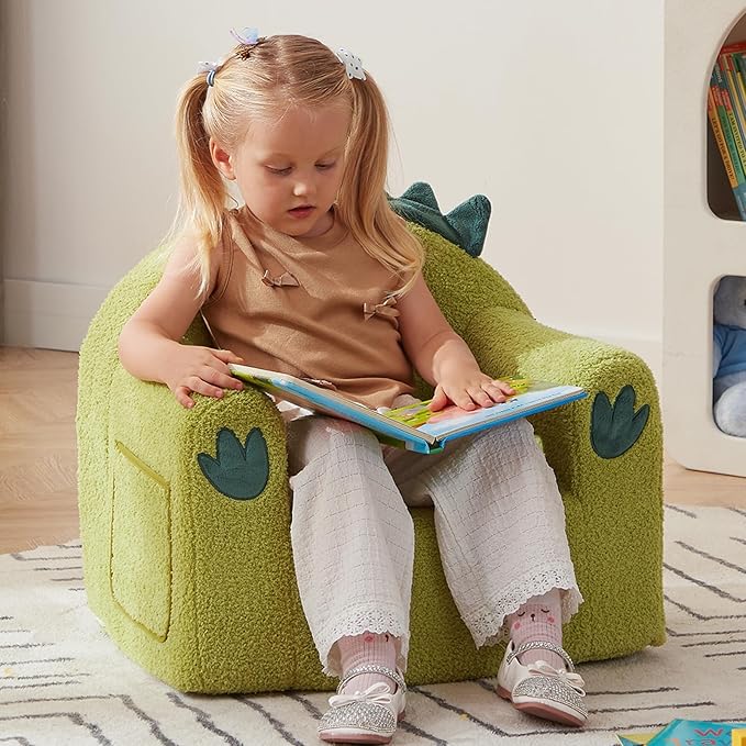 ALIMORDEN Animal Series Kid's Chair, Ultra-Soft Comfy Foam Filled Toddler Sofa Chair, Cute Animal-Shaped Design Toddler Couch, Lightweight Birthday for Baby Boys & Girls (Dinosaur)-Ruum Studio Home