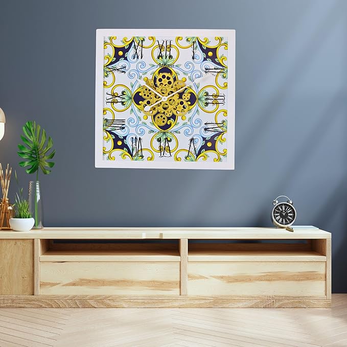 The Gears Clock Wall Clock Italy Collection with Moving Gears (Atrani, 24 inches (60 cm))-Ruum Studio Home
