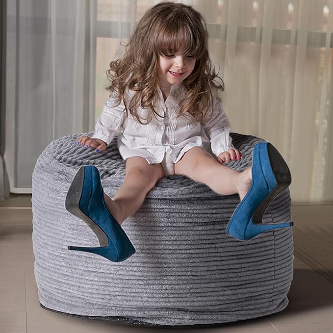 Dual-Size Corduroy Footrest with Hidden Zipper – Ergonomic Memory Foam Ottoman Poufs for Office Desks, Couches & Delicate Floors, Dark Gray 20"x 15"-Ruum Studio Home