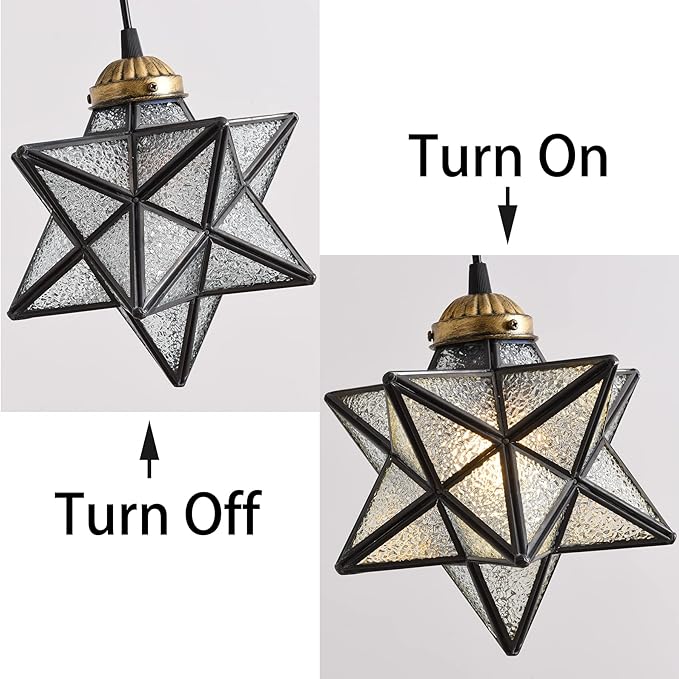 Glass Glam Chandelier 3 Lights Star Pendants Light Fixture for Dining Table Kitchen Island Modern Ceiling Hanging Lights Included LED Warm Light Bulbs Oiled Bronze-Ruum Studio Home