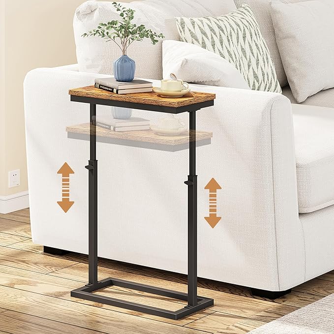 TUTOTAK End Table, Side Table, Tall Couch Table, Sofa Table, Living Room, Bedroom, Brown TB01BB083-Ruum Studio Home
