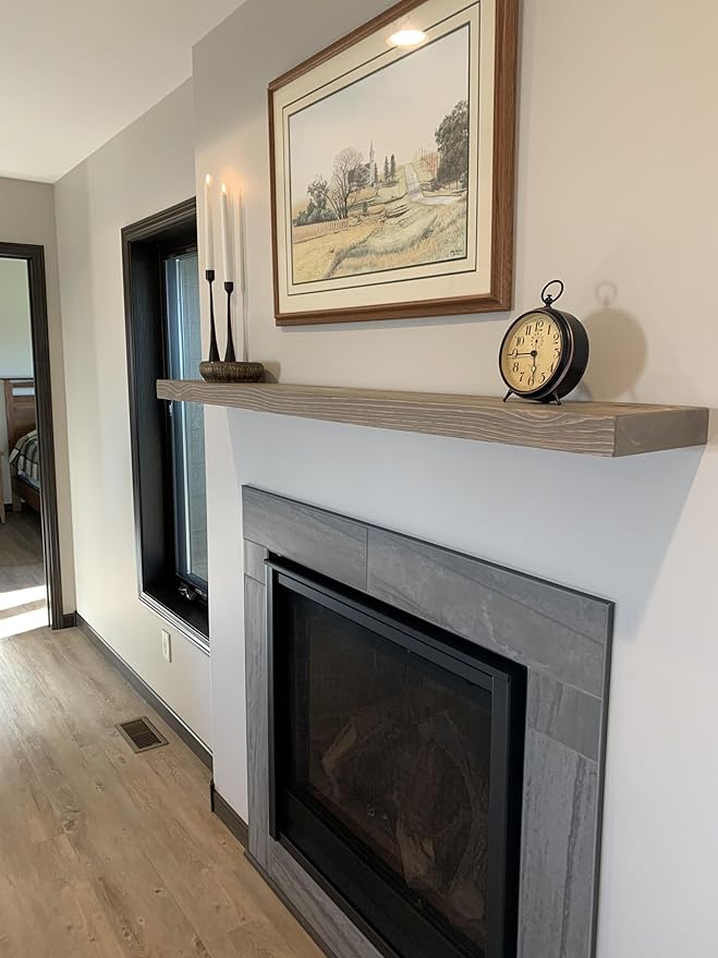 joelsantiques 60 Inch Wooden Floating Shelves for Wall - 60x6x2 in - Made of Natural Wood - Long Heavy Duty Rustic Wall Shelves for Bedroom - Perfect for Living Room, Kitchen - Grey, Gray-Ruum Studio Home