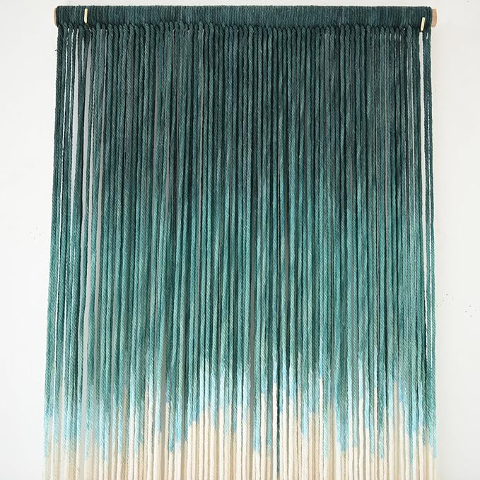 Macrame Wall Hanging Green Boho Handmade Ombre Wall Art Decor for Living Room Bedroom Fiber Art 15''W*43''L-Ruum Studio Home