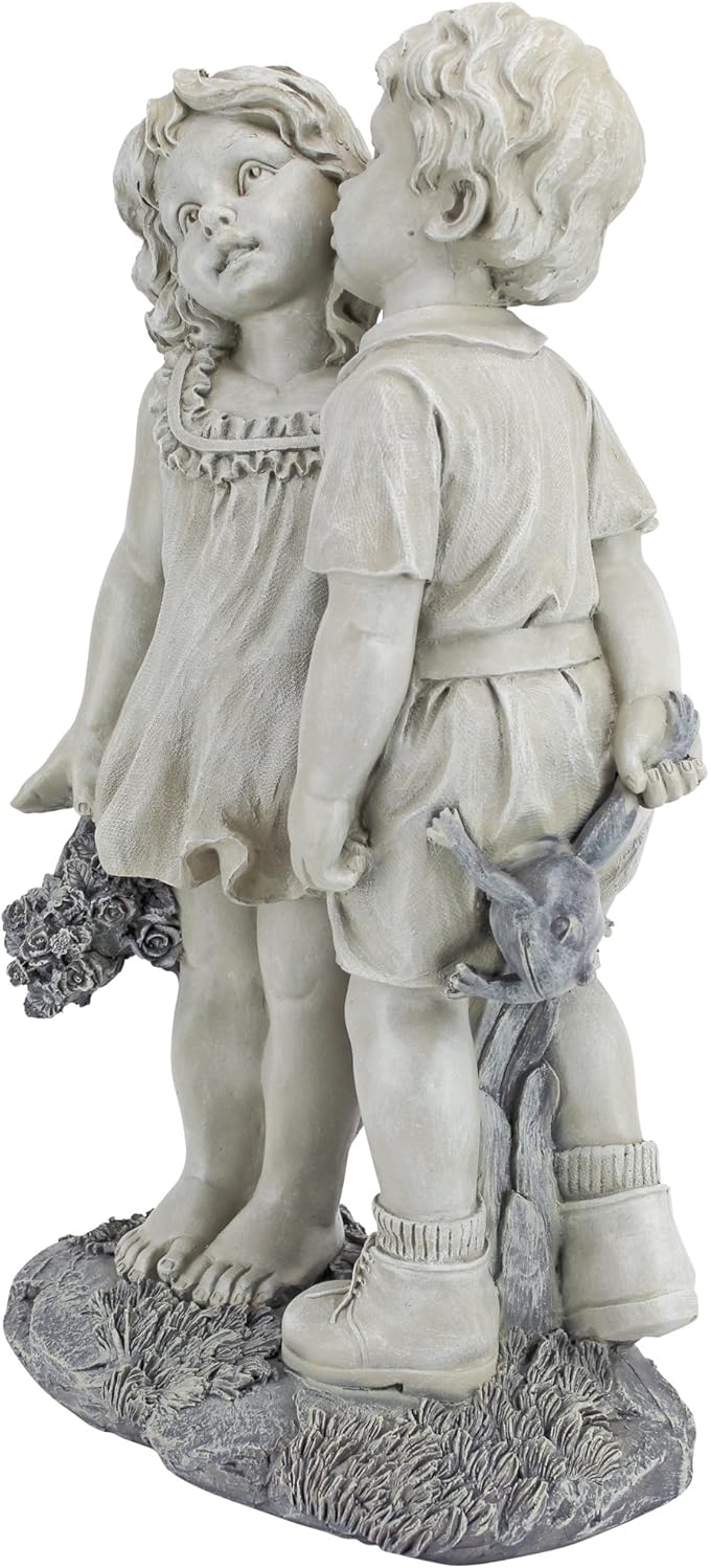 Young Sweethearts: Kissing Children Garden Statue-Ruum Studio Home