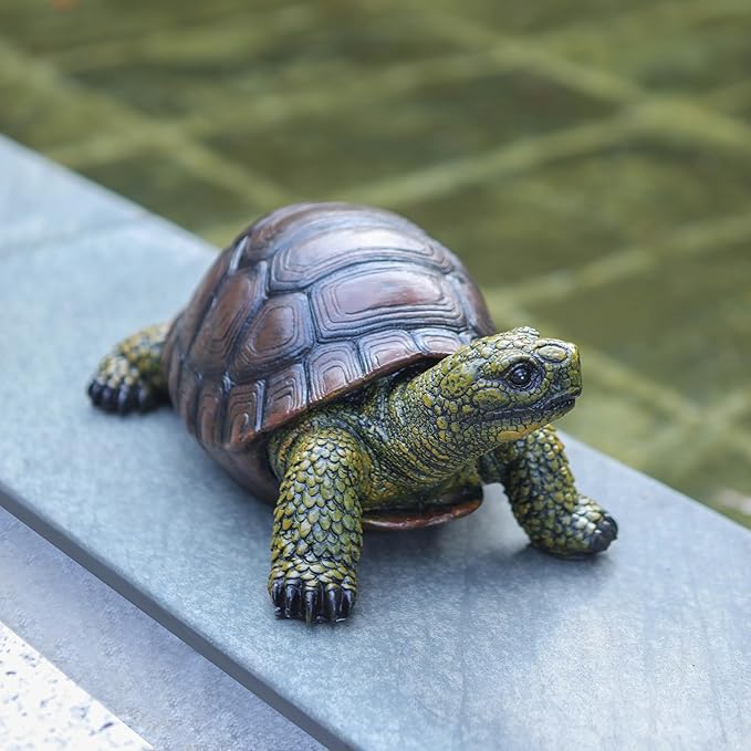 Weather-Resistant Resin Turtle Statue Decoration, Exquisite Handicraft, Artistic Simulation Animal Sculpture, Suitable for Outdoor Gardens, Courtyards, Ponds, Colorful Holiday Decoration Gifts-Ruum Studio Home