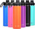 DRINCO Stainless Steel Water Bottle Spout Lid Vacuum Insulated Double Wall Water Bottle Wide Mouth (40oz 32oz 22oz 18oz 14oz) Leak Proof Keep Cold Sport Camping Hiking (22 oz, 22oz Orange)-Ruum Studio Home