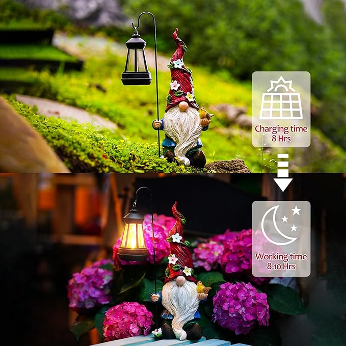 Garden Gnomes Outdoor Statue with Solar Lights,Solar Gnomes Decorations for Yard Outdoor gnome Decorations for Garden, Patio Gnome Gifts for Mom-Ruum Studio Home