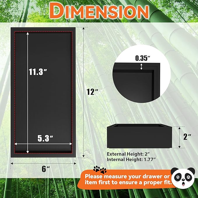 Bamboo Drawer Organizer, Cutlery Silverware Organizer for Kitchen Drawer, Stackable Utensil Organizer, 2 Pcs Flatware Organizer, Wooden Storage Box Tray (Black, 12 X 6 X 2 Inch)-Ruum Studio Home