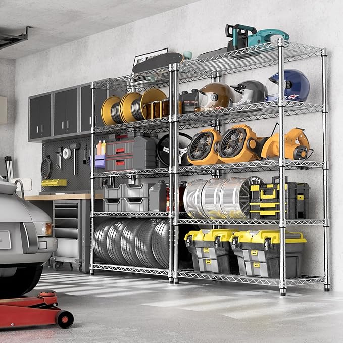 1750 LBS Storage Shelves 5-Tier Utility Shelving Unit Steel Organizer Wire Rack for Home,Kitchen,Office,Garage, Capacity 17.7" D x 47.2" W x 72.3" H-Ruum Studio Home