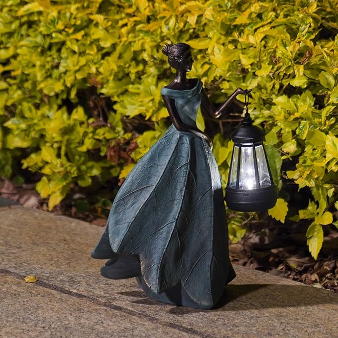 Guichifun Fairy Statues Solar Outdoor Lights - Resin Garden Figurines Decorations for Patio Yard Lawn Decor Housewarming Gardening Gifts for Women Mom 7.4 x 5.3 x 12 Inch-Ruum Studio Home