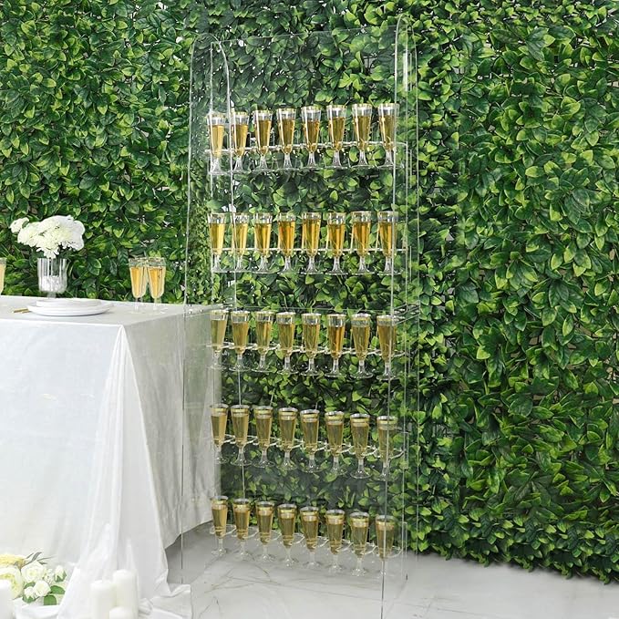 Tableclothsfactory 5ft Clear Acrylic 5-Tier Wine Glass Stemware Rack, Champagne Flute Holder Wall Stand-Ruum Studio Home