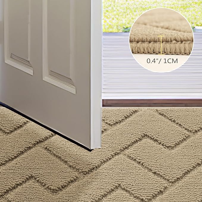 hicorfe Front Door Mat Outside Entrance,32"x40" Absorbent Muddy Dirt Resist Welcome Door Mats Outdoor Indoor,Stain and Fade Resistant,Non Slip Backing Entry Mat Doormat for Entryway(Beige)-Ruum Studio Home