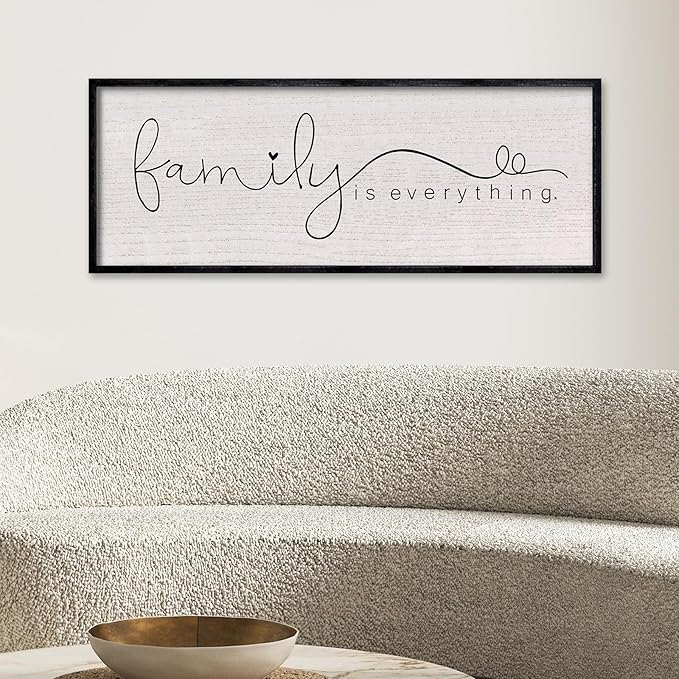 LuZhiQiang Family is Everything Sign Wall Decor 40"x15" Warm Home Sign Wall Art for Entryway Large Hanging Wood Framed (Black)-Ruum Studio Home