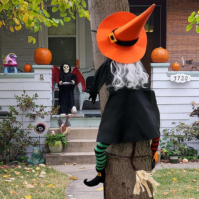 POPGIFTU 53" Halloween Crashing Witch Decoration – Funny Flying Witch for Tree, Yard, Porch & Outdoor Halloween Decor-Ruum Studio Home