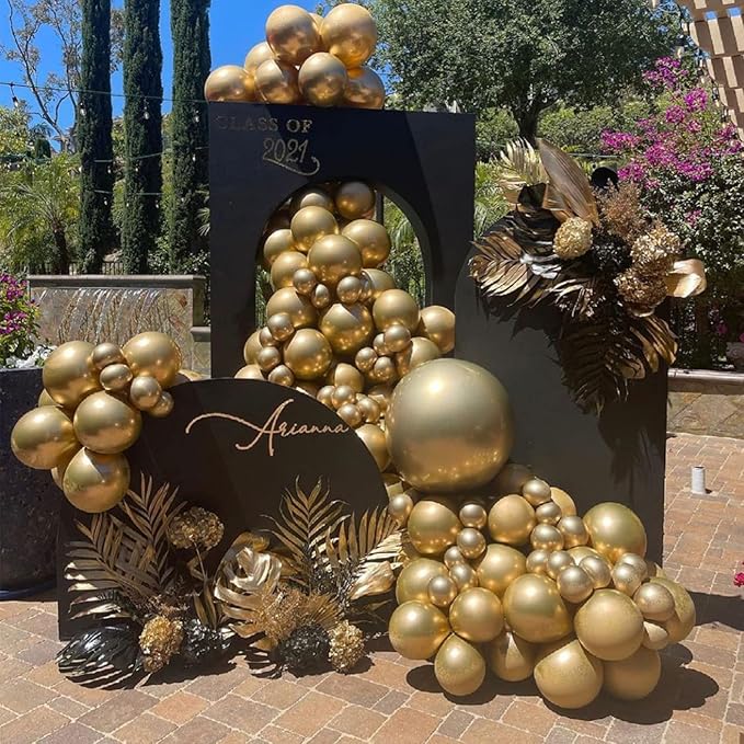 130pcs Metallic Gold Balloons Different Sizes 18" 12" 10" 5" Party Latex Balloons for Birthday Graduation Baby Shower Wedding Anniversary New Year Party Decorations-Ruum Studio Home