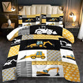 Construction Comforter Set Full Boys,Yellow Full Construction Bedding Set,Engineering Vehicles Comforter Yellow Bedroom Decor Kids,Truck Quilt Cartoon Truck Bedding for Teen-Ruum Studio Home