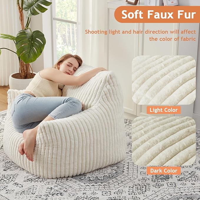 Giant Bean Bag Chairs for Adults with Filling Plush Fluffy Bean Bag Chairs for Teens with Armrests Comfy BeanBag Lazy Couch Sofa Chair for Bedroom Living Room Reading-Ruum Studio Home