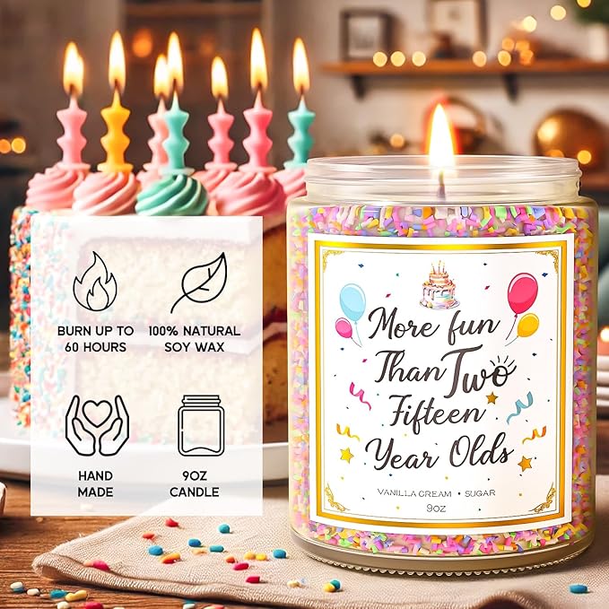 30th Birthday Candles Gifts for Women- 9 oz Happy Birthday Candle with Vanilla Birthday Cake Scent, Gifts for Women & Men, Friendship Ideas-Ruum Studio Home