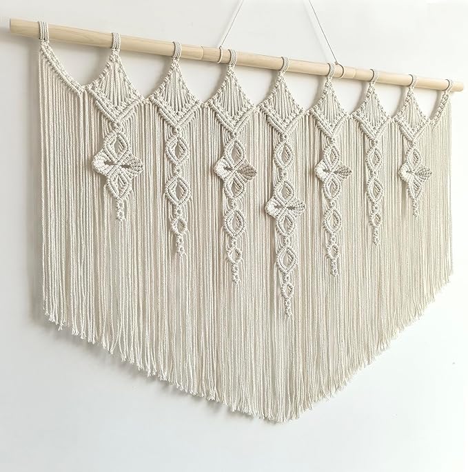 Achart Macrame Wall Hanging Large- Boho Wall Decor- large wall art- Wall Decor Living Room- Macrame Tapestry Boho Decor for Bedroom (Beige-Flower)-Ruum Studio Home