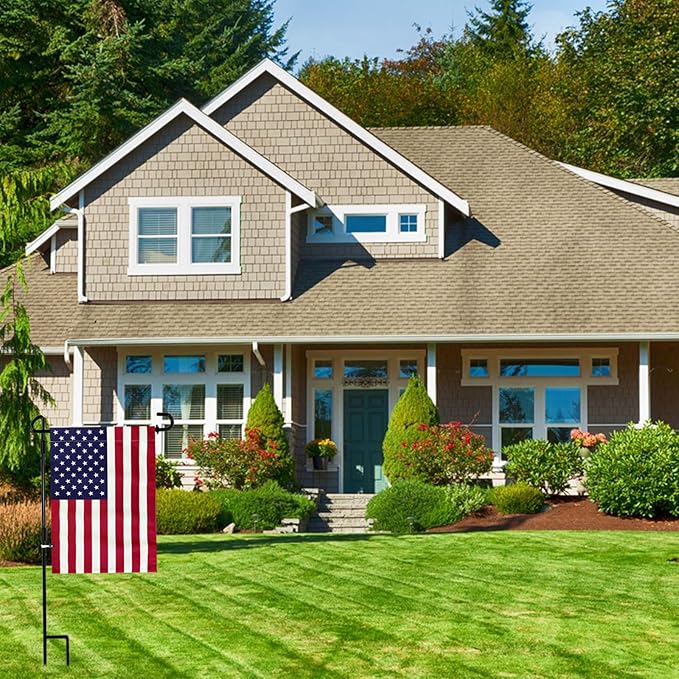 TOPFLAGS Garden Flag Stand with American Flag Garden Flag Metal Yard Flag Holder Pole Stake Small Flag Stands for Garden Flags 12 x 18 with Clips and Stopper-Ruum Studio Home