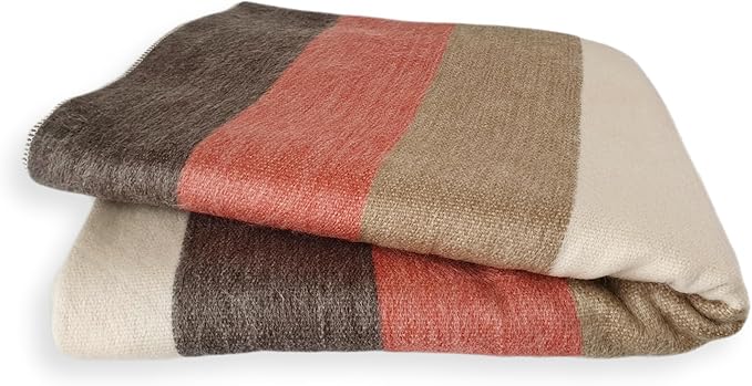 LATITUDE ZERO, Alpaca Wool Throw Blanket | Warm, Ultra-Soft, Breathable, Non-Itchy Blanket-Throw | Hypoallergenic and Beautiful Fabric (Brick Red)-Ruum Studio Home