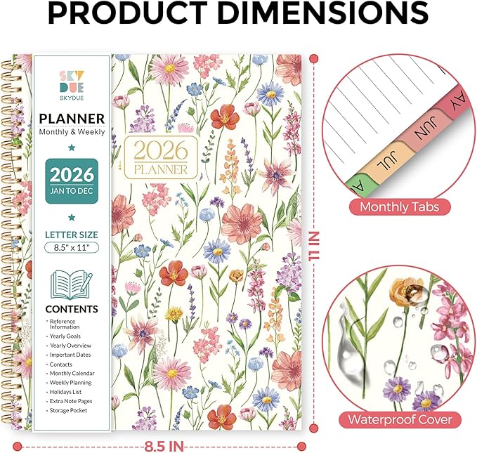 Planner 2026, 8.5" x 11" Monthly & Weekly Planner with Tabs, JAN - DEC 2026, Goal Setting & Time Management Organizer for Professionals & Students-Ruum Studio Home