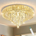 Modern Crystal Chandeliers for Dining Room LED Light Fixture Close to Ceiling Chandelier Flush Mount Ceiling Light Dimmable Lamp with Remote for Living Room Bedroom Hallway-Ruum Studio Home