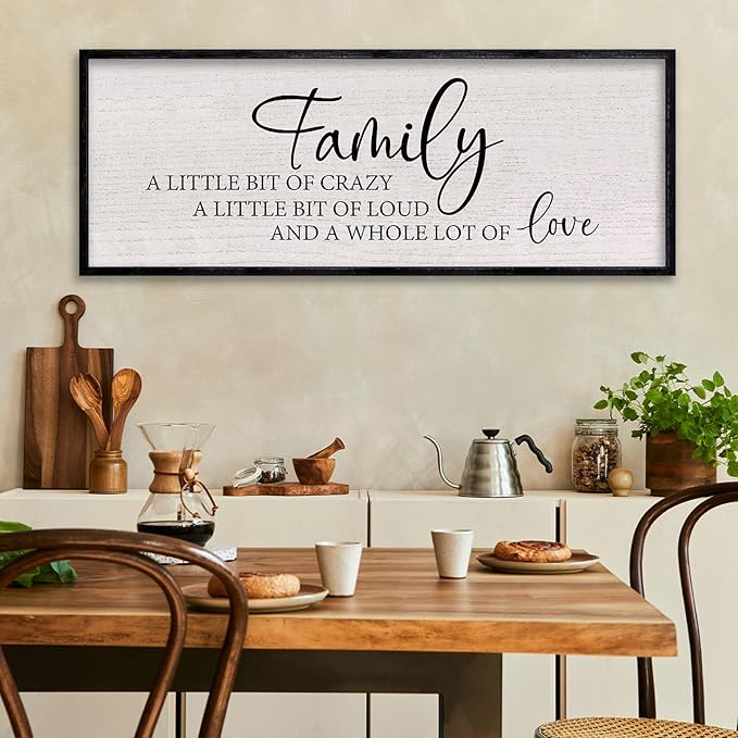 LuZhiQiang Family A Little Bit of Crazy Sign Wall Decor 40"x15" Large Family Signs Wood Framed Hanging Wall Art (Black)-Ruum Studio Home
