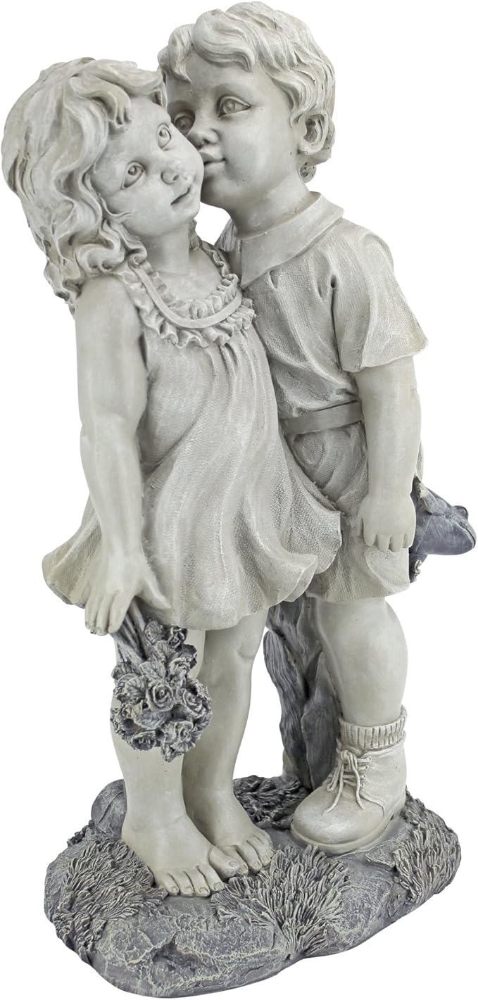 Young Sweethearts: Kissing Children Garden Statue-Ruum Studio Home
