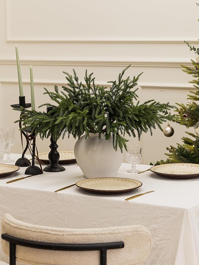 MISSPIN 12 Pcs 19.5 Inches Christmas Norfolk Pine Branches, Norfolk Pine Artificial Christmas Branches DIY Crafts Faux Pine Branches for Xmas Indoor Outdoor Home Decor-Ruum Studio Home
