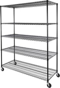 Seville Classics UltraDurable Heavy Duty NSF Solid Steel Wire Rack Storage Unit, Organizer for Garage, Warehouse, Office, Restaurant, Classroom, Kitchen, Black, 5-Tier Shelving, 60" W x 24" D-Ruum Studio Home
