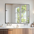 Bathroom Mirror 48" x 36", Large Rectangle Wall Mirror, Black Metal Frame Wall Mounted Mirrors for Bathroom, Vanity, Bedroom, Entryway Decor(Horizontal/Vertical)-Ruum Studio Home