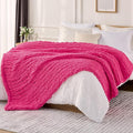 L'AGRATY Chunky Knit Blanket Throw: 60''x80'' Chenille Chunky Knitted Throw Blanket for Bed Couch - Handmade Thick Big Cable Knit Blanket - Large Crochet Rope Blanket for Home Decor(Hot Pink)-Ruum Studio Home