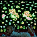 Glow in The Dark Stars Mermaid Wall Decals, Turtle Ocean Fish Stickers for Ceiling, DIY Wall Decor for Nursery Playroom Living Room, Birthday Christmas Gift-Ruum Studio Home