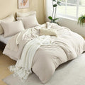 Litanika Comforters Tannish Grey Twin Size, 2 Pieces Lightweight Solid Bedding Set & Collections, All Season Fluffy Bed Set (66x90In Comforter & 1 Pillowcase)-Ruum Studio Home
