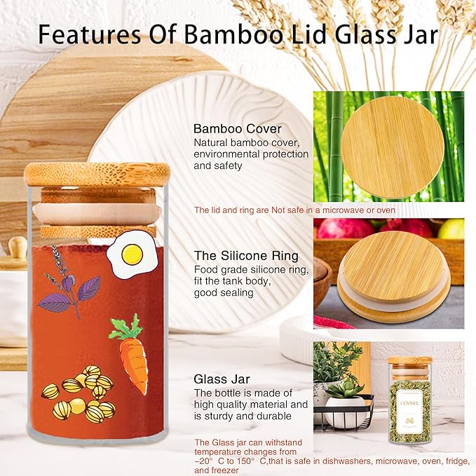 Spice Jars with Labels, 35 Pcs 4 oz Glass Spice Jars with Bamboo Lids, Minimalist Stackable Airtight Spice Containers with 426 labels for Home Kitchen, Pantry, Spice Cabinet, Drawer, Rack-Ruum Studio Home