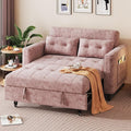 3 in 1 Convertible Sleeper Sofa Bed, Pull Out Couch Bed with Adjustable Backrest, Chenille Loveseat Couches with Side Pocket for Living Room, Bedroom (Pink)-Ruum Studio Home