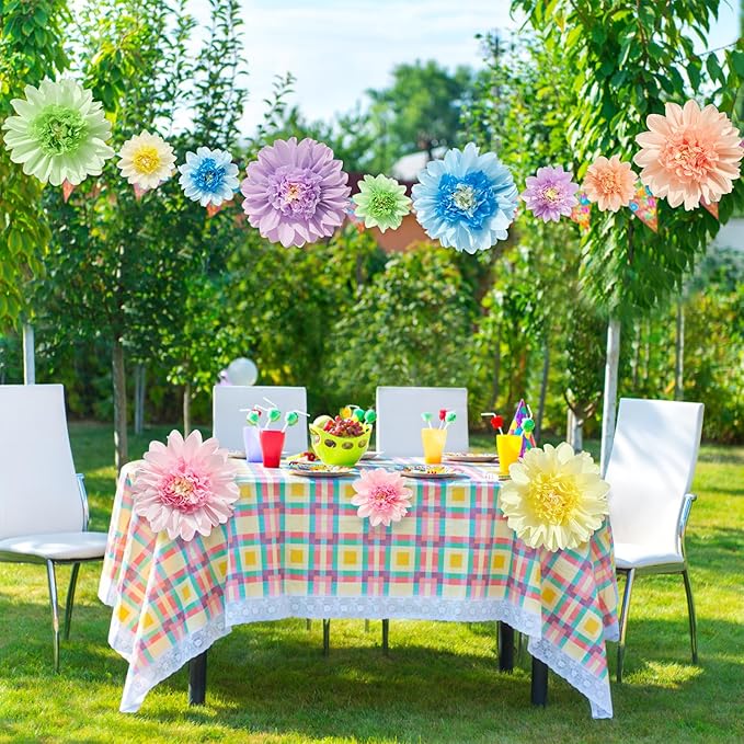 Homarkable Pastel Paper Flowers,12 Pcs Crepe Paper Flowers Decorations,6 in,10 in Flower for Wedding Party Baby Bridal Shower Carnival Party Nursery Wall Decor-Ruum Studio Home