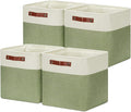 DULLEMELO Storage Basket, Linen Closet Organizers and Storage Baskets for Home Office, Suitable as Dog Toy Box, Baby Gift Basket, 4 Pieces 12x12 Decorative Cube Storage Bins(4 Pack - 12" White&Green)-Ruum Studio Home