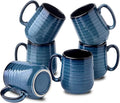 Hasense Coffee Mugs Set of 6, 12 Ounce Coffee Cups Set with Handle, Ceramic Tea Mugs for Kitchen, Blue Latte Mugs for Coffee,Cocoa, Tea, Stylish Mug Gift, Dishwasher and Microwave Safe-Ruum Studio Home