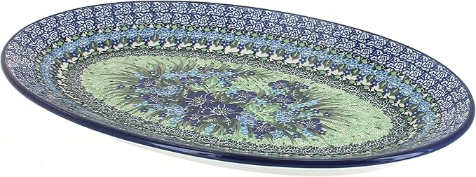 Blue Rose Polish Pottery Sapphire Fields Oval Platter-Ruum Studio Home