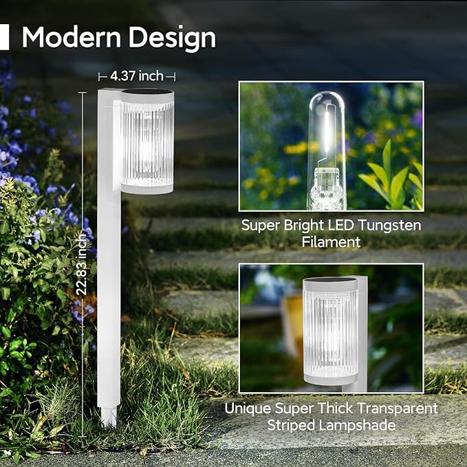 Solar Pathway Lights Outdoor, 2 Pack Upgraded Outdoor Solar Lights for Outside Super Bright Up to 12Hrs, IP65 Waterproof Solar Garden Lights for Yard Landscape Path Walkway Decoration(Cool White)-Ruum Studio Home