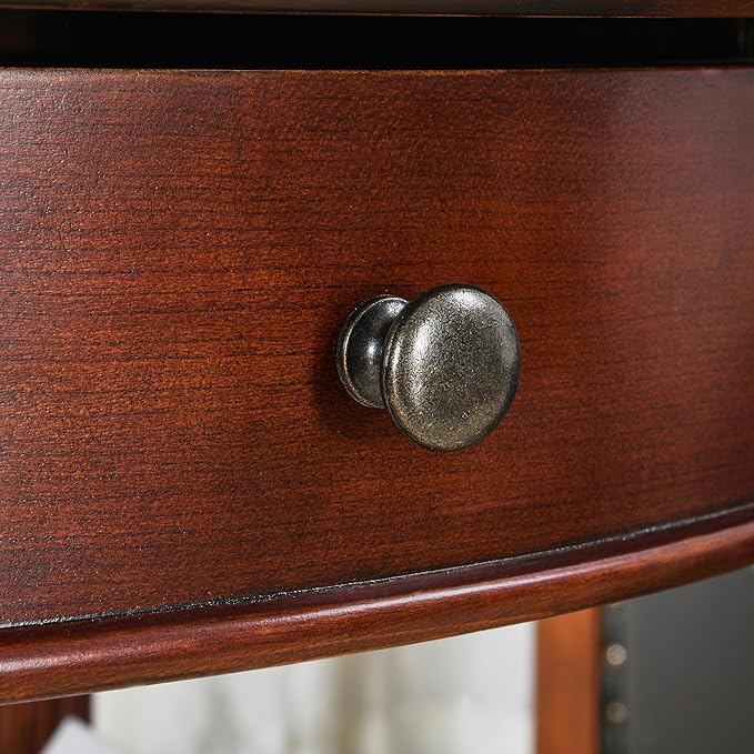 MODERION Solid Wood End Table with Drawer, Oval Sofa Side Table, Storage Shelf, Living Room Corner Table, Nightstand, 24”H Cherry Walnut CJZ1533WD-DR-Ruum Studio Home
